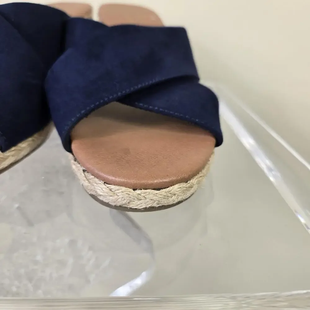 Tommy Bahama Shoes Womens Size 7.5 Blue Stacey Wedge Espadrille Sandals Slide